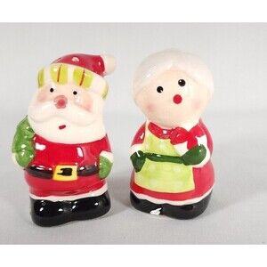 Mr and Mrs. Claus Salt & Pepper Shakers Santa Whimsical Christmas